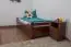 Single bed "Easy Premium Line" K1/1h incl. trundle bed frame and cover plates, solid beech wood, dark brown - 90 x 200 cm 