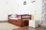 Children's bed / Youth bed "Easy Premium Line" K1/h/s incl. trundle bed frame and cover plates, solid beech wood, cherry coloured - 90 x 200 cm