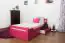Children's bed / Youth bed "Easy Premium Line" K1/2n incl. 2 drawer and cover plates, solid beech wood, pink - 90 x 200 cm