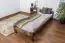 Single bed/guest bed pine solid wood nut color A8, including slatted grate - Dimensions: 80 x 200 cm
