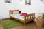 Single bed A22, solid pine wood, oak finish, incl. slatted bed frame - 90 x 200 cm 