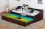 Kid bed / Functional bed solid pine wood, Walnut colour 93, incl. slatted frame - 90 x 200 cm (W x L)