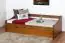Single bed/functional bed pine solid wood color oak rustic 93, incl. slat grate - 90 x 200 cm (w x l)