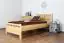 Single bed 68C, solid pine wood, clearly varnished, incl. slatted bed frame - size 100 x 200 cm