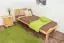 Single bed / Guest bed 74A, solid pine, clear finish, incl. slatted bed frame - 80 x 200 cm