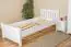 Single bed / Guest bed 66, solid pine wood, white painted, incl. slatted frame - 90 x 200 cm