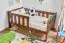 Children's bed / Junior bed solid pine wood, Walnut colour 96, incl. slatted frame - 90 x 160 cm (W x L)
