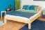 Children's bed / Youth bed A1, solid pine wood, clearly varnished, incl. slatted frame - 140 x 200 cm