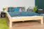 Futon bed / Solid wooden bed A2, solid pine wood, clearly varnished, incl. slatted frame - 140 x 200 cm
