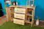 Sideboard 045, 3 drawer, 2 door, solid pine wood, clearly varnished - 78H x 118W x 47D cm 