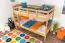 Bunk bed 90 x 200 cm for children "Easy Premium Line" K17/n, solid beech wood natural lacquered, convertible