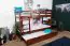 Bunk bed 90 x 200 cm "Easy Premium Line" K17/n incl. berth and 2 cover panels, solid beech wood, Dark Brown lacquered, convertible