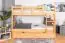 Bunk bed 90 x 200 cm for adults "Easy Premium Line" K17/n incl. berth and 2 cover panels, solid beech wood, natural lacquered, convertible