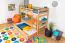 Bunk bed 90 x 200 cm for children "Easy Premium Line" K17/n incl. berth and 2 cover panels, beech solid wood, natural lacquered, convertible