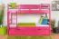 Bunk bed 90 x 200 cm "Easy Premium Line" K17/n incl. berth and 2 cover panels, solid beech wood, pink lacquered, convertible