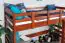 Loft bed 90 x 200 cm for children, "Easy Premium Line" K22/n, solid beech wood cherry, convertible