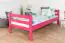 Loft bed 90 x 200 cm, "Easy Premium Line" K22/n, solid beech wood pink lacquered, convertible