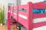 Loft bed 90 x 190 cm for adults, "Easy Premium Line" K22/n, solid beech wood pink lacquered, convertible