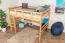 Loft bed 140 x 200 cm "Easy Premium Line" K23/n, solid beech wood natural lacquered, convertible