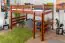 Loft bed 140 x 200 cm "Easy Premium Line" K23/n, solid beech wood cherry lacquered, convertible