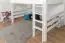Loft bed 140 x 190 cm "Easy Premium Line" K23/n, solid beech wood, White lacquered, convertible