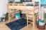 Loft bed 160 x 190 cm "Easy Premium Line" K23/n, solid beech wood natural lacquered, convertible