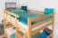 Bunk bed 120 x 190 cm for adults "Easy Premium Line" K24/n, head and footboard straight, solid beech wood natural lacquered, convertible