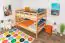 Bunk bed 120 x 200 cm for children "Easy Premium Line" K24/n, head and foot part straight, beech solid wood natural lacquered, convertible