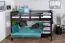 Bunk bed 120 x 200 cm "Easy Premium Line" K24/n, head and foot part straight, solid beech wood Chocolate Brown lacquered, convertible