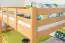 Bunk bed 140 x 200 cm for adults "Easy Premium Line" K24/n, head and footboard straight, solid beech wood, natural lacquered, convertible
