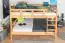 Bunk bed 160 x 190 cm for adults "Easy Premium Line" K24/n, head and footboard straight, solid beech wood, natural lacquered, convertible