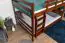 Bunk bed 160 x 200 cm "Easy Premium Line" K24/n, head and footboard straight, solid beech wood, Dark brown lacquered, convertible