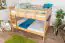 Bunk bed 160 x 200 cm for adults "Easy Premium Line" K24/n, head and footboard straight, solid beech wood, natural lacquered, convertible