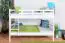 Bunk bed 140 x 200 cm for adults "Easy Premium Line" K24/n, headboard and footboard straight, solid beech wood, White lacquered, convertible