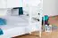 Bunk bed 160 x 200 cm for adults "Easy Premium Line" K24/n, headboard and footboard straight, solid beech wood, White lacquered, convertible