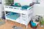 Bunk bed 160 x 200 cm "Easy Premium Line" K24/n, head and footboard straight, solid beech wood, White lacquered, convertible