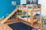 Bunk bed with slide 80 x 200 cm, solid beech wood natural lacquered, convertible into two single beds, "Easy Premium Line" K25/n