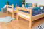 Bunk bed with slide 90 x 190 cm, solid beech wood natural lacquered, convertible into two single beds, "Easy Premium Line" K25/n