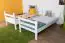 White loft bed with slide 80 x 190 cm, solid beech wood White lacquered, convertible into two single beds, "Easy Premium Line" K25/n