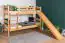 Bunk bed with slide 80 x 200 cm, solid beech wood natural lacquered, convertible into two single beds, "Easy Premium Line" K27/n