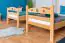 Bunk bed with slide 90 x 200 cm, solid beech wood natural lacquered, convertible into two single beds, "Easy Premium Line" K27/n