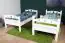 White bunk bed with slide 90 x 200 cm, solid beech wood White lacquered, convertible into two single beds, "Easy Premium Line" K27/n