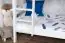 White bunk bed with slide 90 x 190 cm, solid beech wood White lacquered, convertible into two single beds, "Easy Premium Line" K27/n