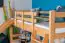 Loft bed with slide 80 x 190 cm, solid beech wood natural lacquered, convertible into two single beds, "Easy Premium Line" K28/n