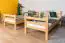 Bunk bed with slide 80 x 200 cm, solid beech wood natural lacquered, convertible into two single beds, "Easy Premium Line" K28/n