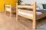 Loft bed with slide 80 x 190 cm, solid beech wood natural lacquered, convertible into two single beds, "Easy Premium Line" K28/n