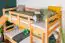 Bunk bed with slide 90 x 200 cm, solid beech wood natural lacquered, convertible into two single beds, "Easy Premium Line" K28/n