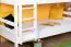 White loft bed with slide 80 x 190 cm, solid beech wood White lacquered, convertible into two single beds, "Easy Premium Line" K28/n