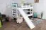 White bunk bed with slide 90 x 190 cm, solid beech wood White lacquered, convertible into two single beds, "Easy Premium Line" K29/n