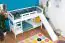 White bunk bed with slide 90 x 200 cm, solid beech wood White lacquered, convertible into two single beds, "Easy Premium Line" K29/n